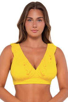  Sunsets Lemon Zest Sandbar Rib Willa Wireless Bikini Top Cup Sizes E to H