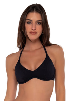  Sunsets Black Seagrass Texture Brooke U-Wire Cup Sizes Bikini Top