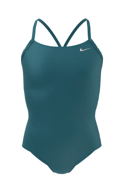 Nike Swim Girls' Racerback Cut-Out Tank One Piece Bright Spruce