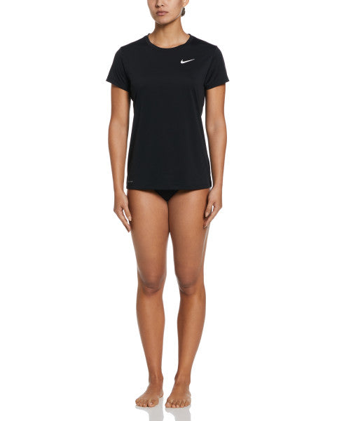 Nike Swim Women's Essential Short-Sleeve Loose Fit Hydroguard Black