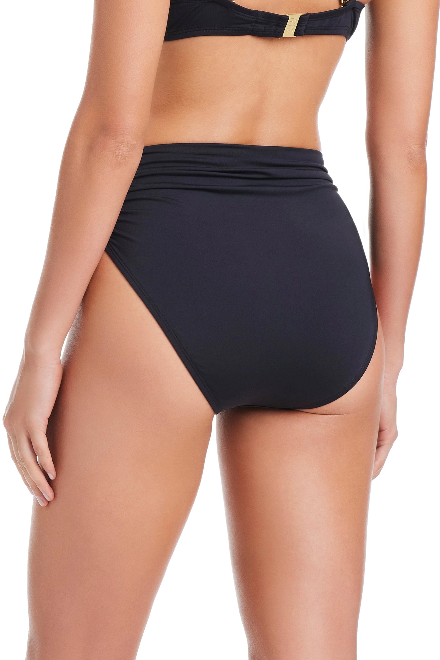 Bleu Rod Beattie Kore Shirred High Waist Bikini Bottom Black