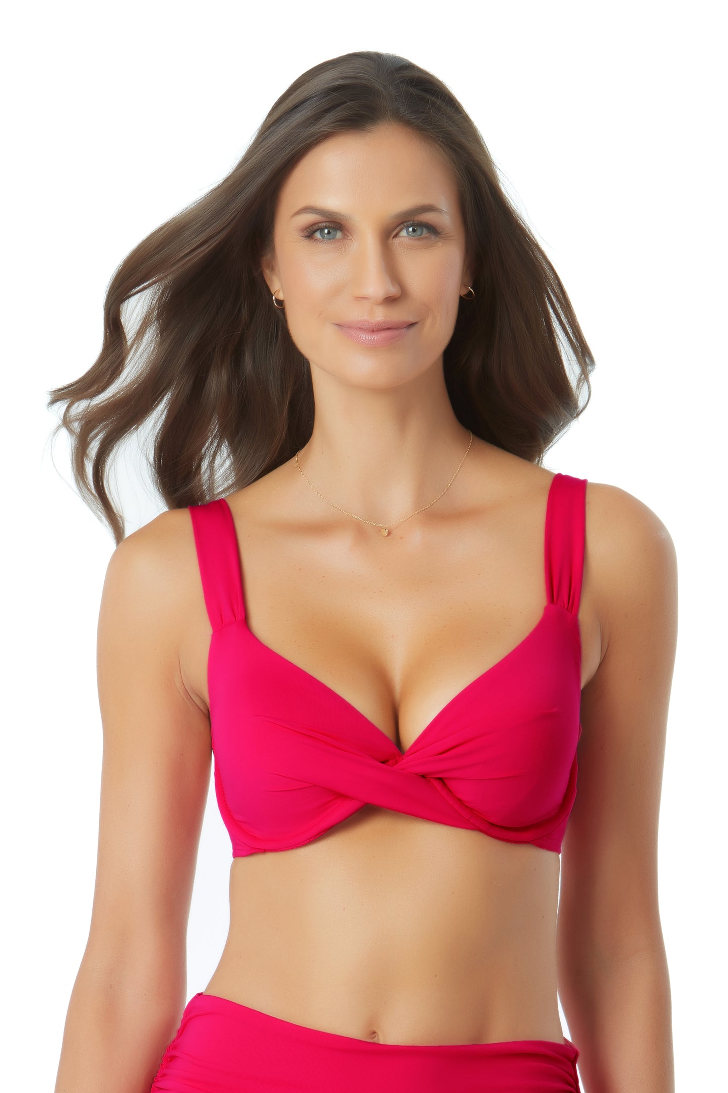 Anne Cole Live In Color Berry Underwire Twist Front Bikini Top