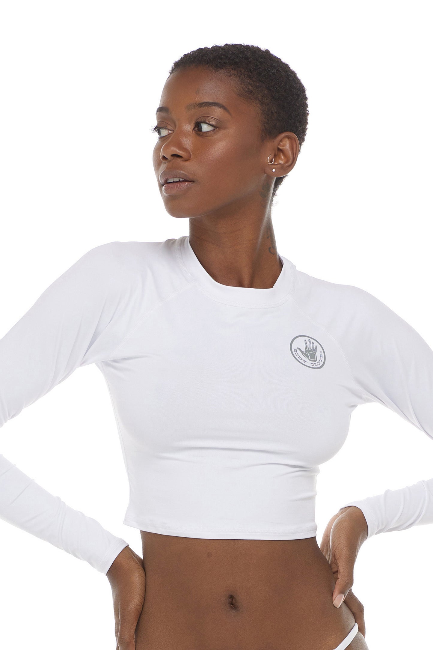 Body Glove Smoothies Let It Be Crop Long-Sleeve Rash Guards Snow