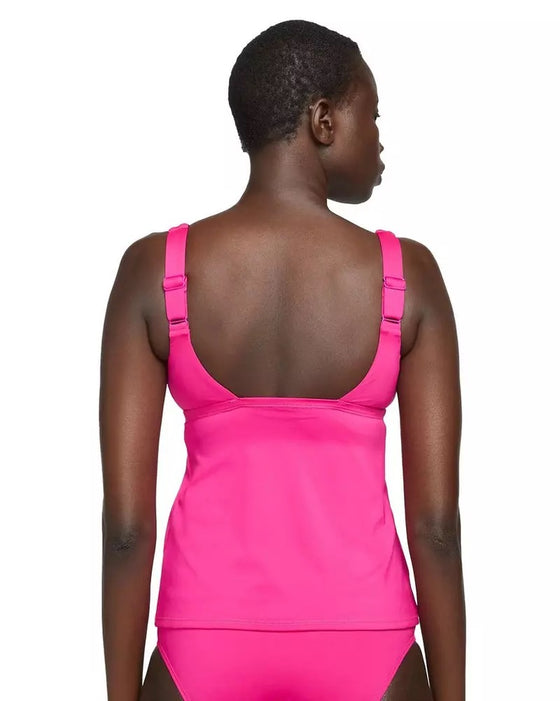 Nike Swim Women's Essential Scoop Neck Tankini Top Pink Prime