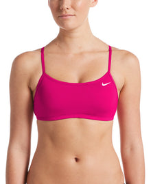  Nike Swim Women's Solid Essential Racerback Bikini Top Fireberry
