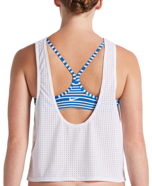Nike Swim Women's Sport Mesh Convertible Layered Tankini Top Battle Blue