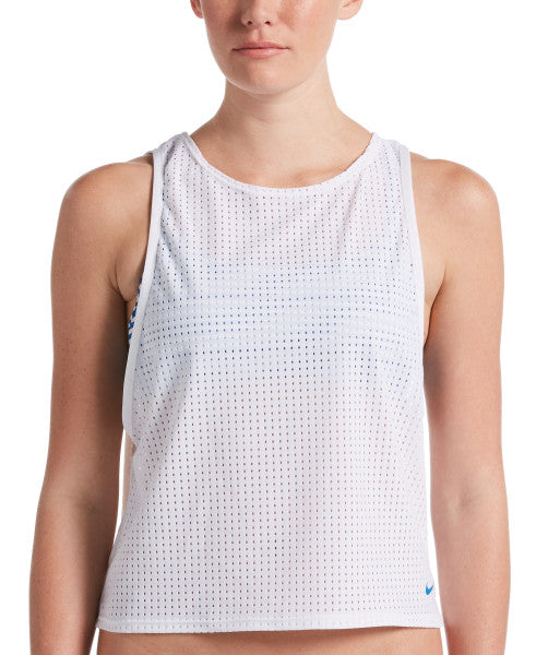 Nike Swim Women's Sport Mesh Convertible Layered Tankini Top Battle Blue