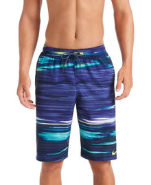  Nike Swim Men's Sky Stripe Vital 11" Volley Board Shorts Midnight Navy