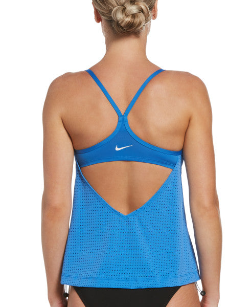 Nike Swim Women's Essential Layered Tankini Top Pacific Blue