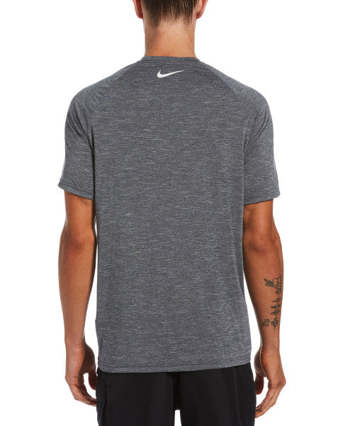 Nike Swim Men's Heather Sunset Logo Short-Sleeve Swim Shirt Black