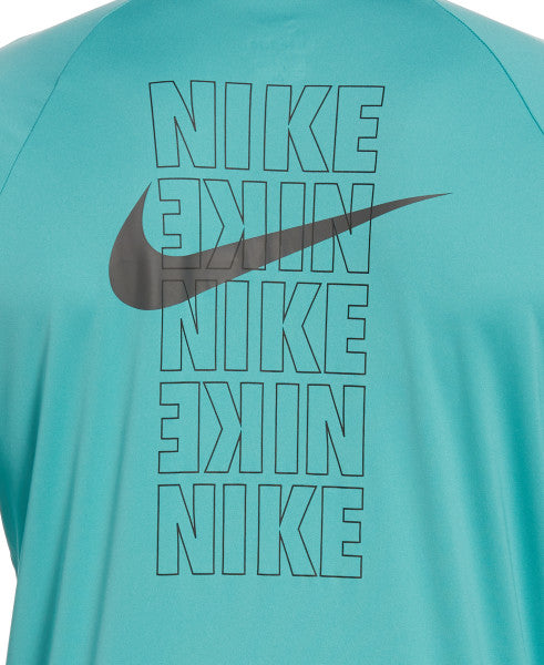 Nike Swim Men's Block Logo Long-Sleeve Hydroguard Swim Shirt Washed Teal