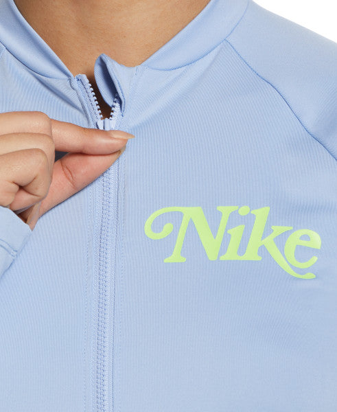 Nike Swim Women's Essential Logo Long-Sleeve Zip Cover Up Cobalt Bliss