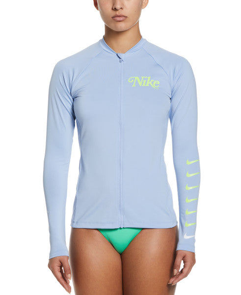 Nike Swim Women's Essential Logo Long-Sleeve Zip Cover Up Cobalt