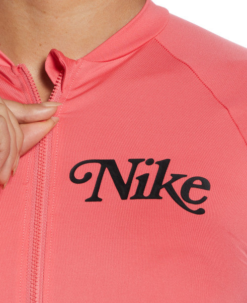 Nike Swim Women's Essential Logo Long-Sleeve Zip Cover Up Sea Coral