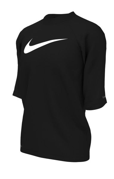 Nike Swim Boys' Solid Short-Sleeve Hydroguard Swim Shirt Black