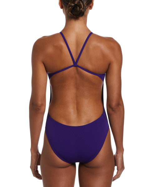Nike Swim Women's Poly Solid Cut-Out One Piece Court Purple