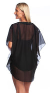 Maxine Of Hollywood Solid Chiffon Caftan Cover Up Black