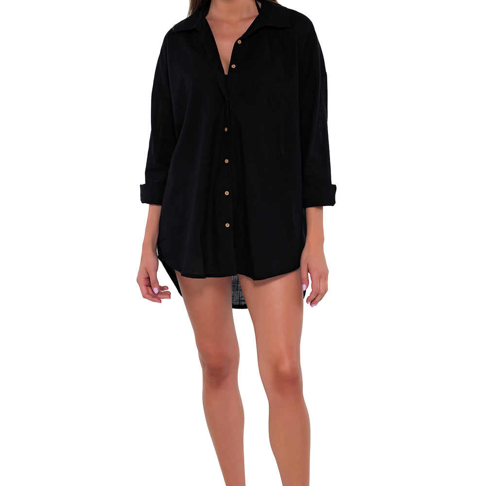 Sunsets Black Delilah Shirt Cover Up