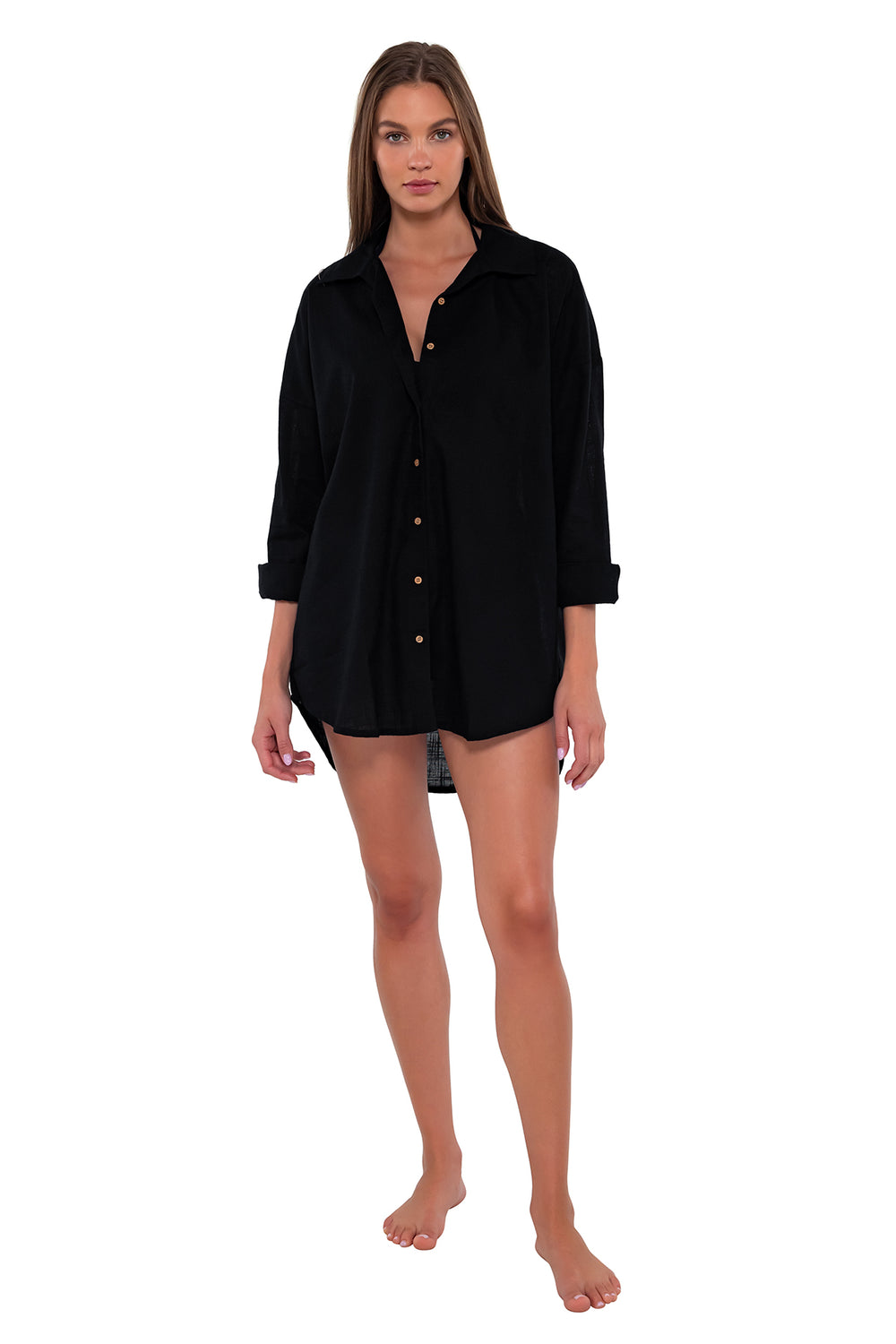 Sunsets Black Delilah Shirt Cover Up