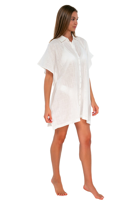 Sunsets White Lily Shore Thing Tunic Cover Up
