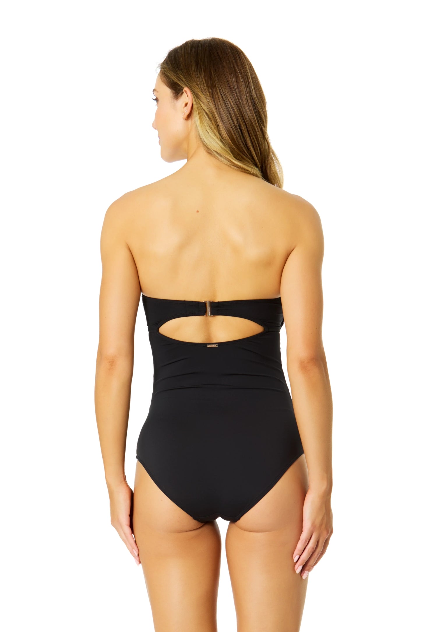 Anne Cole Mesh Around Mesh Strapless One-Piece Black