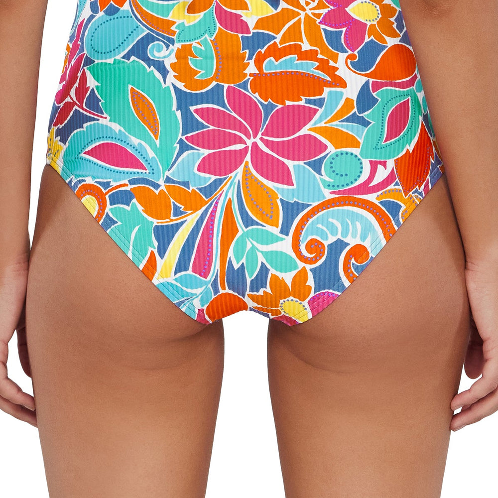 Sunsets Festive Floral Sandbar Rib Capri High Waist Bottom