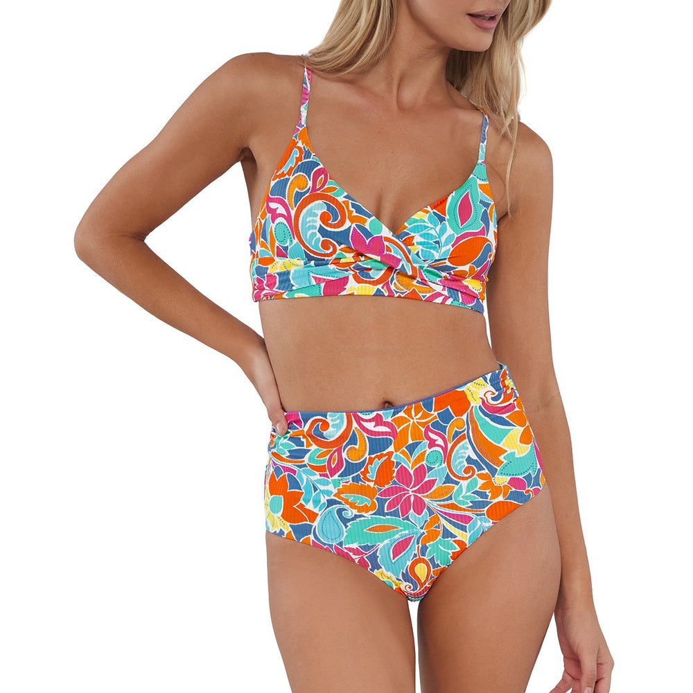 
                      
                        Sunsets Festive Floral Sandbar Rib Capri High Waist Bottom
                      
                    