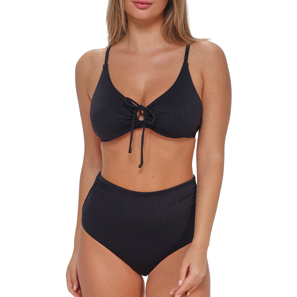 
                      
                        Sunsets Black Seagrass Texture Capri High Waist Bottom
                      
                    