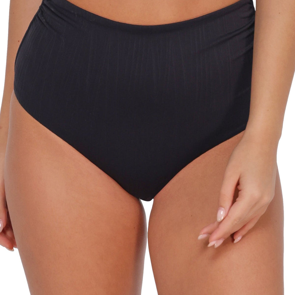Sunsets Black Seagrass Texture Capri High Waist Bottom