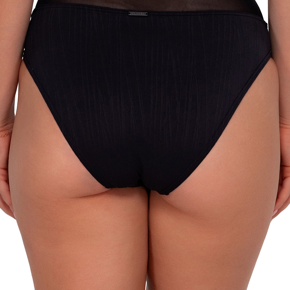 Sunsets Black Seagrass Texture Annie High Waist Bikini Bottom