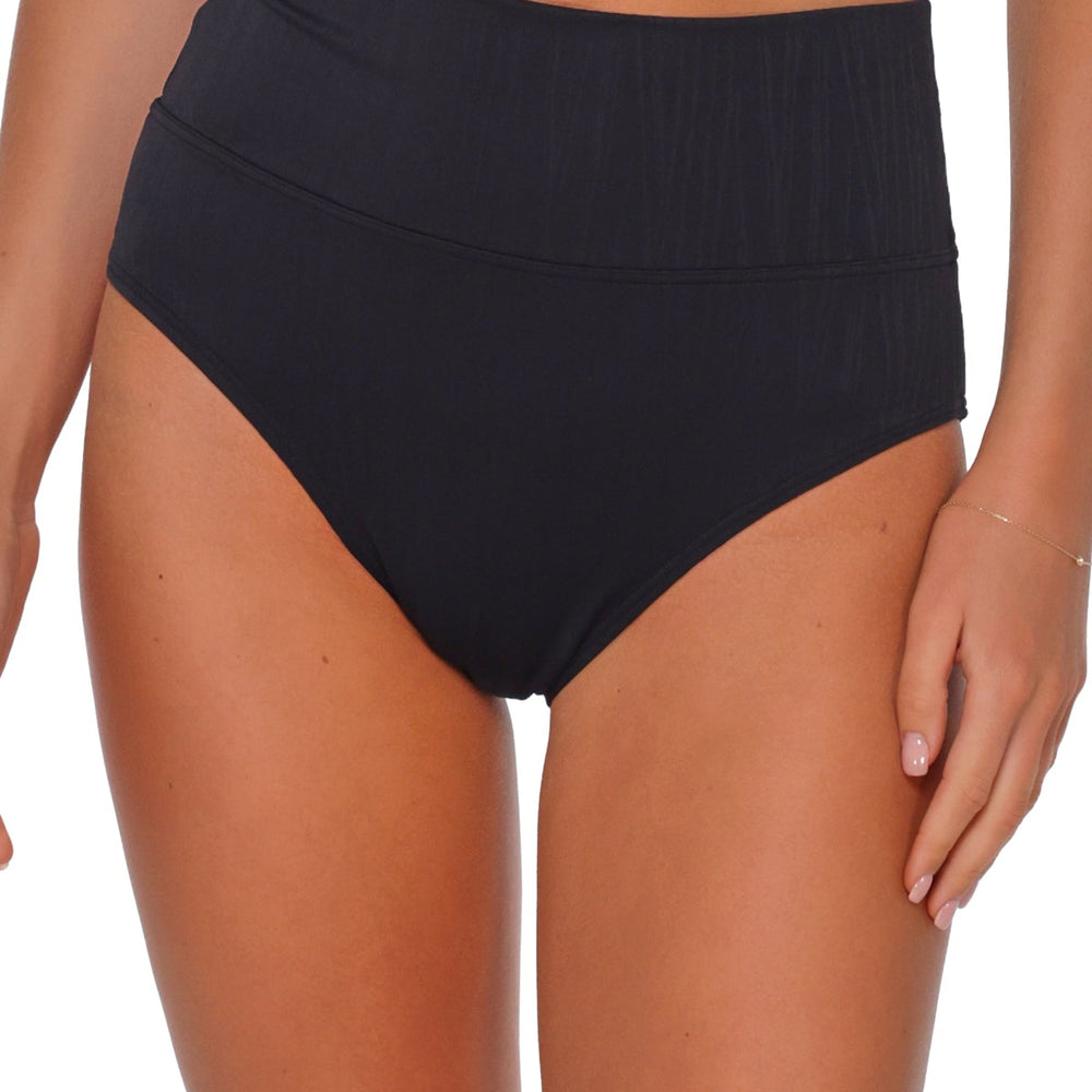 Sunsets Black Seagrass Texture Hannah High Waist Bottom