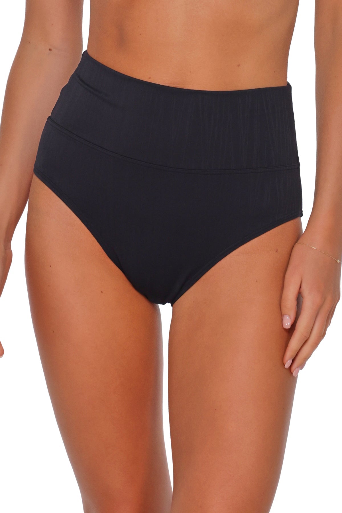 Sunsets Black Seagrass Texture Hannah High Waist Bottom