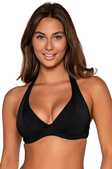  Sunsets Black Muse Halter Bikini Top Cup Sizes C to DD