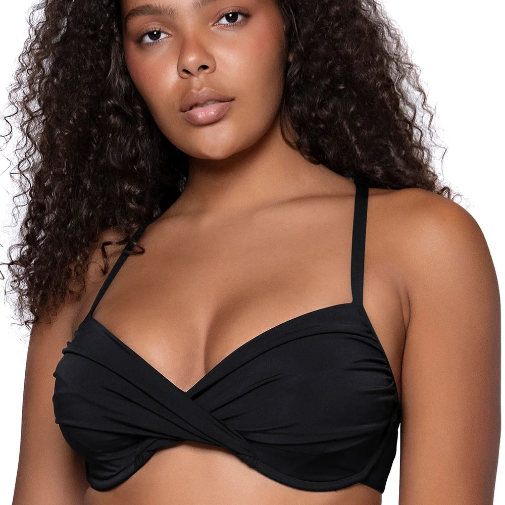 Sunsets Black Crossroads Underwire Bikini Top Cup Sizes E to H