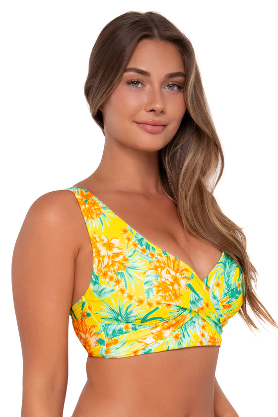 Sunsets Golden Tropics Sandbar Rib Elsie Bikini Top Cup Sizes C to DD