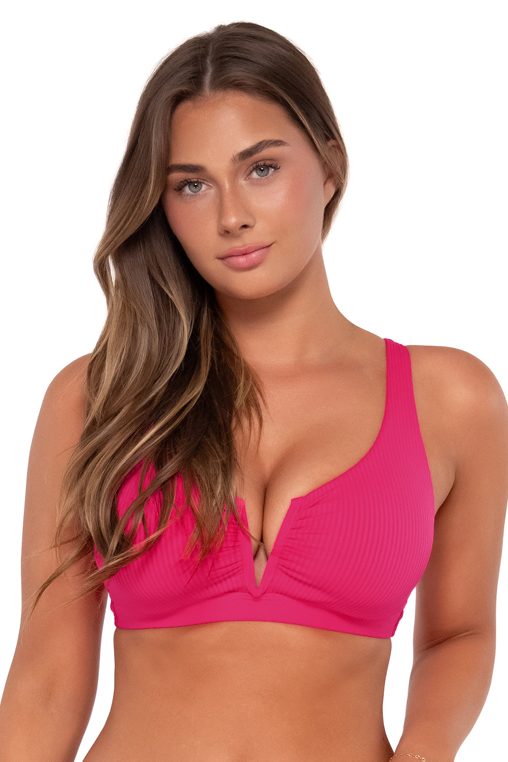 Sunsets Begonia Sandbar Rib Vienna V-Wire Bikini Top Cup Sizes C to DD