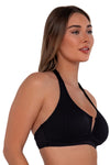 Sunsets Black Seagrass Texture Vienna V-Wire Bikini Top Cup Sizes E to H