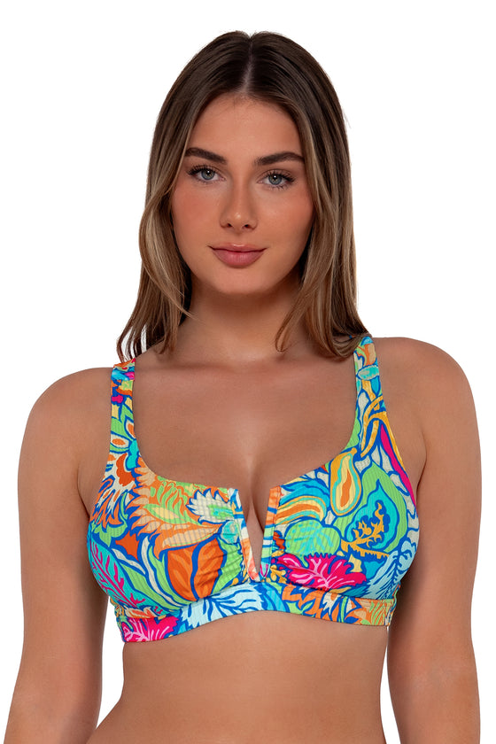 Sunsets Fiji Sandbar Rib Vienna V-Wire Bikini Top Cup Sizes E to H