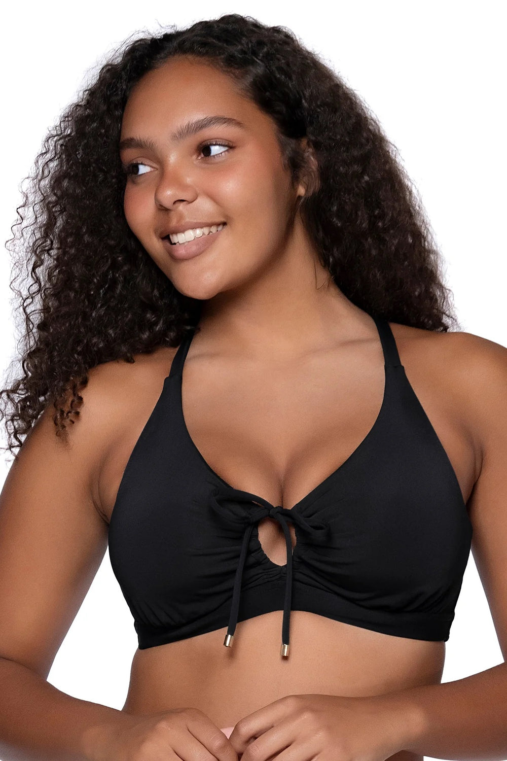 Sunsets Black Kauai Keyhole Bikini Top Cup Sizes E to H