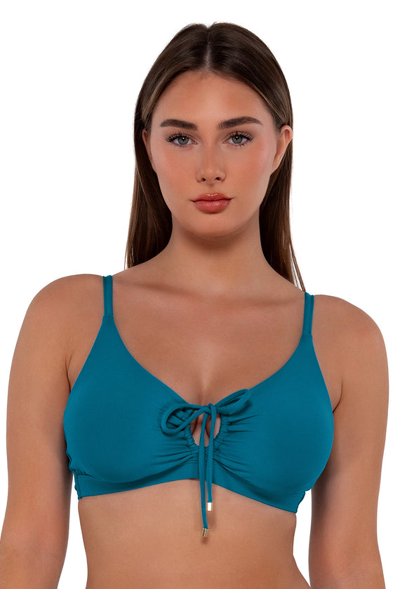 Sunsets Avalon Teal Kauai Keyhole Bikini Top Cup Sizes E to H