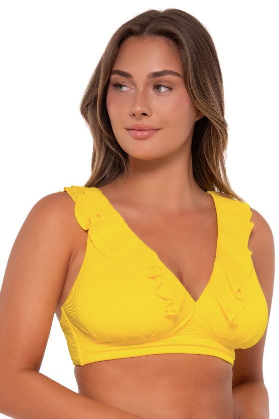 Sunsets Lemon Zest Sandbar Rib Willa Wireless Bikini Top Cup Sizes C to DD