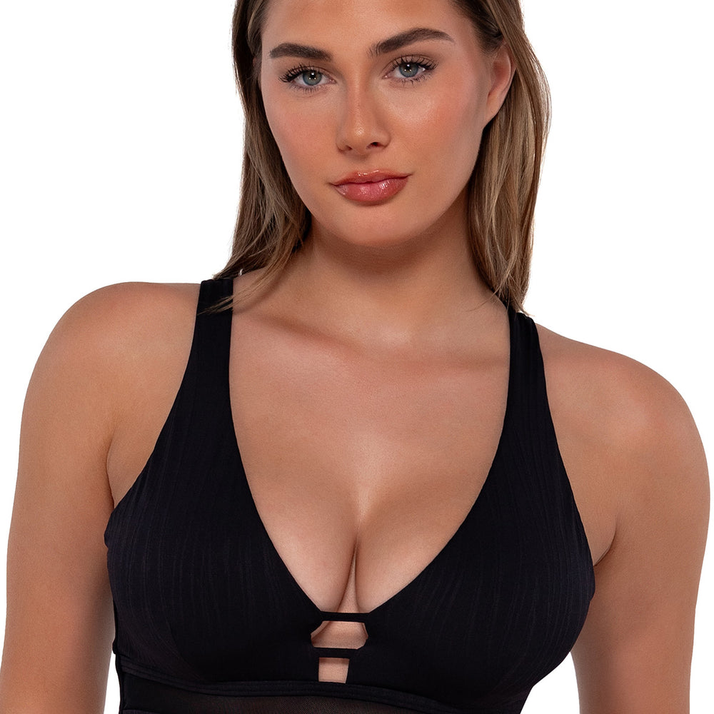 Sunsets Black Seagrass Texture Danica Bikini Top Cup Sizes E to H