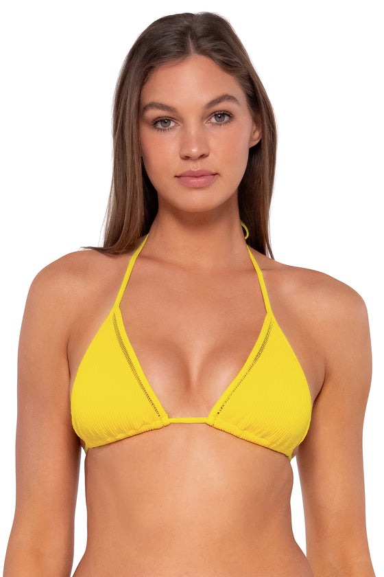 Sunsets Lemon Zest Sandbar Rib Laney Triangle Cup Sizes Bikini Top