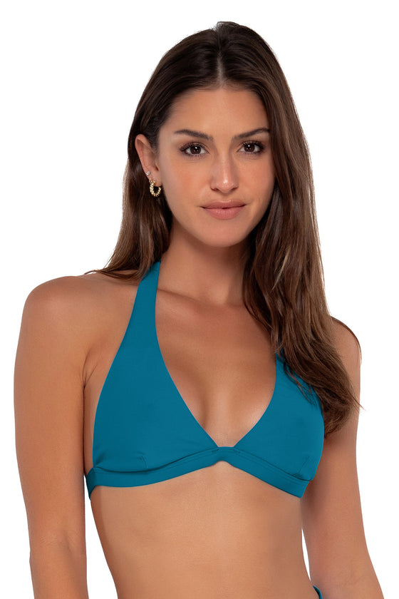 Sunsets Avalon Teal Faith Halter Cup Sizes Bikini Top