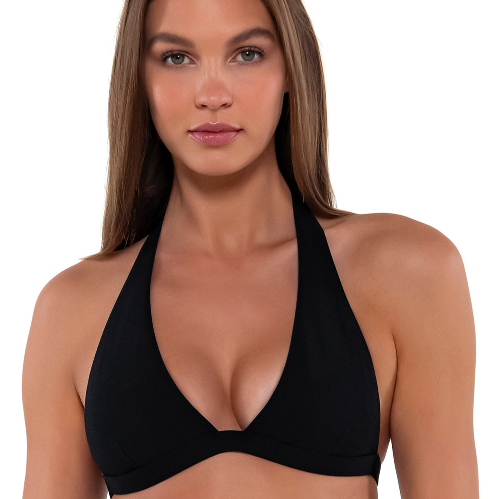 Sunsets Black Faith Halter Cup Sizes Bikini Top