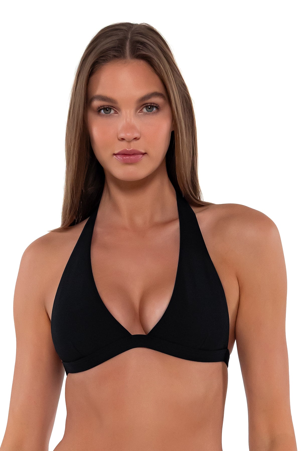 Sunsets Black Faith Halter Cup Sizes Bikini Top