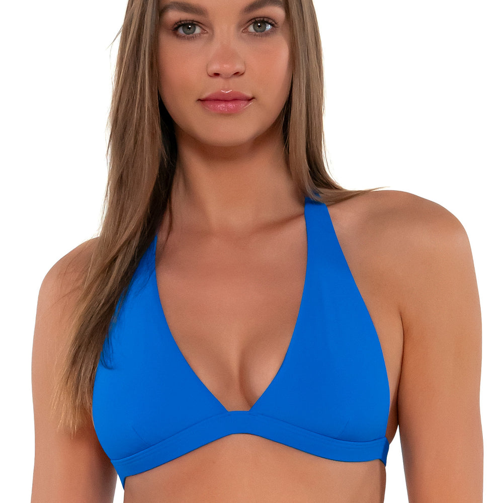 
                      
                        Sunsets Electric Blue Faith Halter Cup Sizes Bikini Top
                      
                    