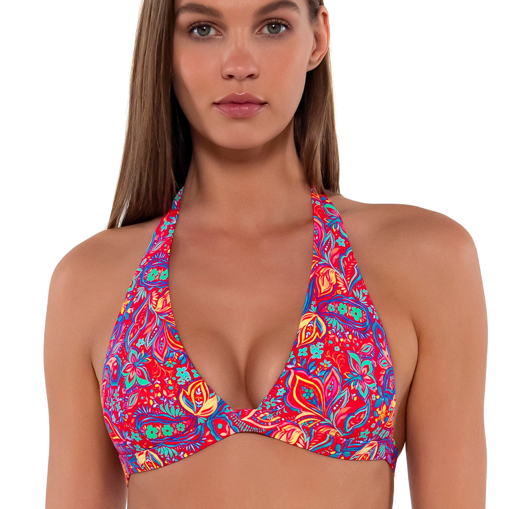 Sunsets Rue Paisley Faith Halter Cup Sizes Bikini Top