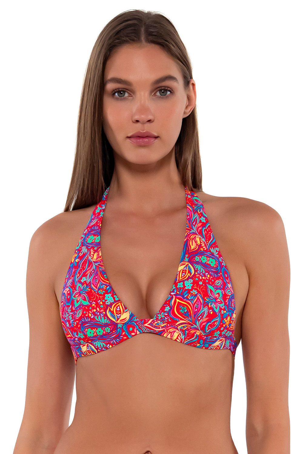 Sunsets Rue Paisley Faith Halter Cup Sizes Bikini Top