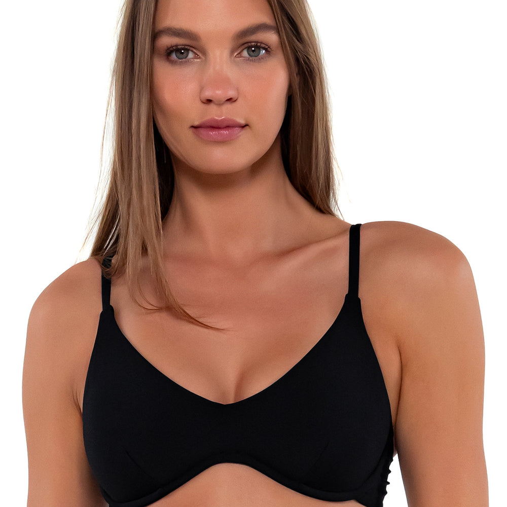 Sunsets Black Brooke U-Wire Cup Sizes Bikini Top